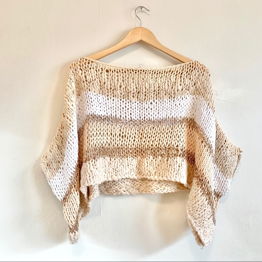 Free People Cropped Knit Sparkle Oversized Sweater - Picture 10 of 14
